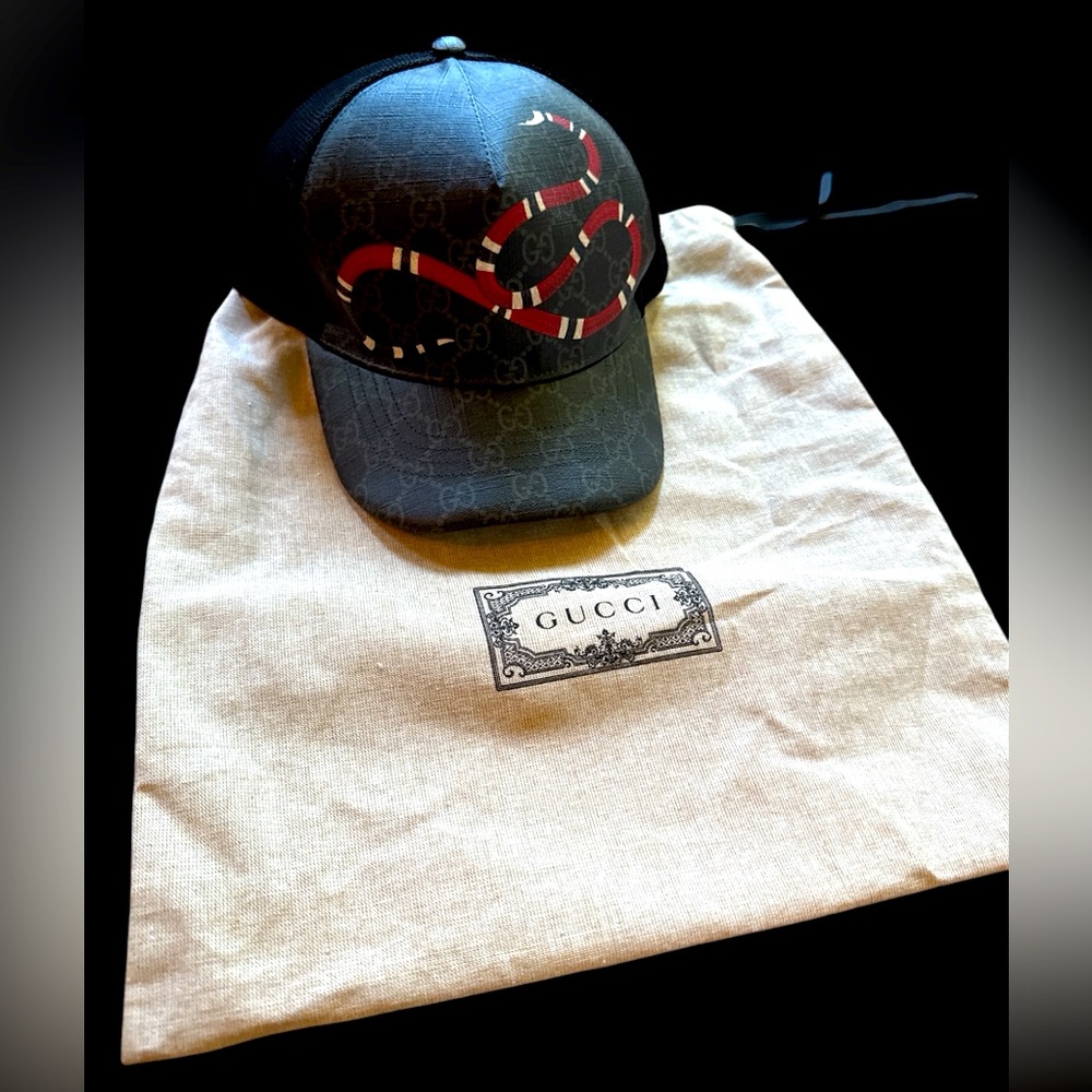 Gucci Black and Red Snake Cap
